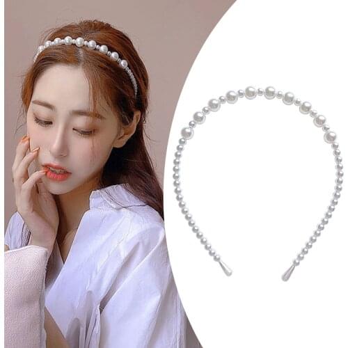 Women Elegant Big Faux Pearl Headband Girls Hairband Hair Hoop Accessories