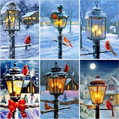 EverShine Diamond Painting Winter Bird Cross Stitch Kits Diamond Embroidery Light Picture Of Rhinestone Landscape Decor For Home
