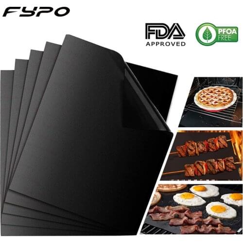 Fypo 40*30 cm BBQ Grill Pad Reusable Cooking Mats Non Stick BBQ Roast Mat Barbecue Baking Pad Barbecue BBQ Tools