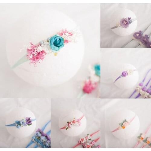 Baby Flower Headband Newborn Photography Prop Baby Girl Headwear Tiara Pearl Headwrap Studio Photo Infant Hair Accessories