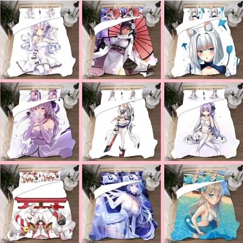 Anime Azur Lane Bedding Set Cute Girls Patterned Duvet Cover Bed Set Pillowcases Bed Cover Set Queen King Size Home Textile