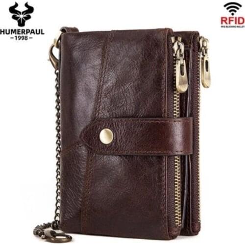Cow Leather Rfid Genuine Leather Wallets Men Wallet Credit Business Card Holders Vintage Brown Leather Wallet Purses Quality