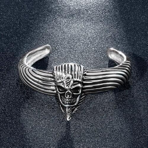 Mans 67mm stainless steel casting pharaoh bracelet retro personality C-shaped opening bracelet hipster personality punk jewelry