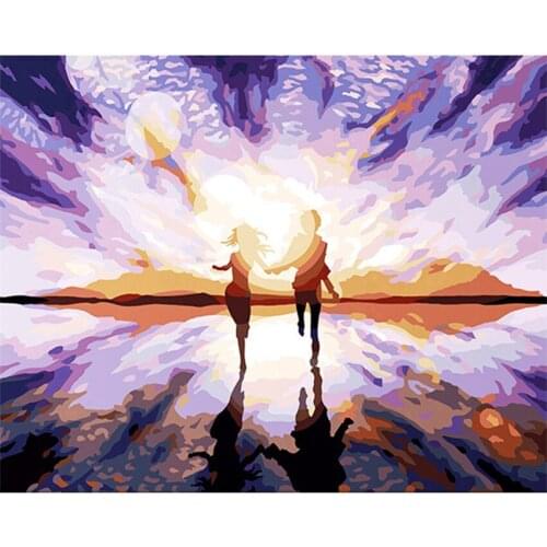 DIY Digital Painting By Numbers Package To be happy oil painting mural Kits Coloring Wall Art Picture Gift frameless