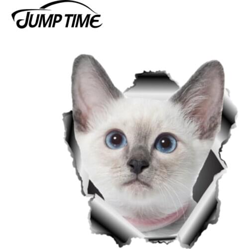JumpTime 13cm x 11.7cm For White Cat Cute 3D Animal Car Sticker Window Bumper Waterproof Pet Decal Motorcycle Car Styling