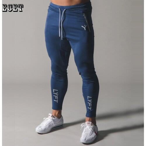 New style cotton sports pants, leisure fitness mens trousers, slim feet, zipper guard pants, streetwear casual pants