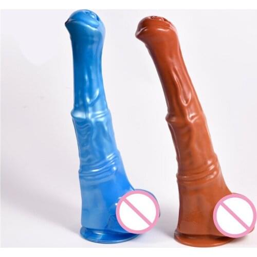 Huge Horse Dildo Soft Long Animal Penis Female Masturbation Anal Dildo Dilator Sucker Dick G Spot Super Long Browm Dildo Big