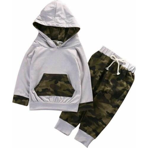 PUDCOCO Newborn Toddler Boys Girls Autumn Winter Hoodie+Camouflage Sweatsuit Outfits Support wholesale