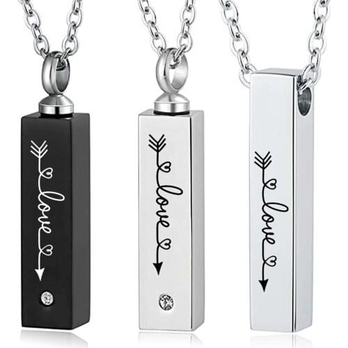 Infinity Memories Bar Crystal Urn Necklace for Ashes Men Women Pendant Stainless Steel Keepsake Cremation Ashes Jewelry