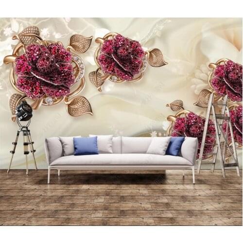 Custom photo wallpaper for walls 3 d murals 3D European Luxury Noble Jewelry Flower murals TV Background Wall paper home decor
