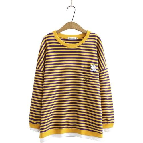 Plus Size XL-4XL Blue Yellow Striped Hoodies Drop Shoulder Autumn New Fashion Sweatshirts Casual Outerwear