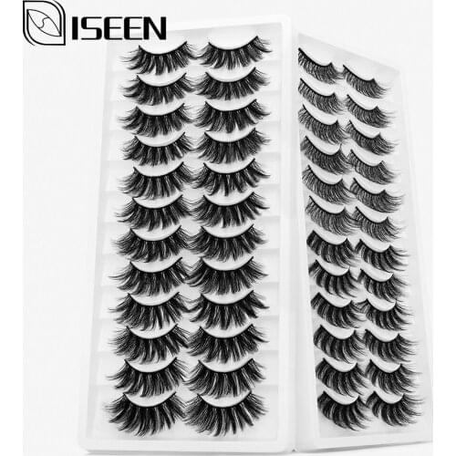 ISEEN 12 pairs eyelashes 3D false eyelashes natural Long /Thick Mink Lashes Handmade Dramatic extension eyelashes makeup