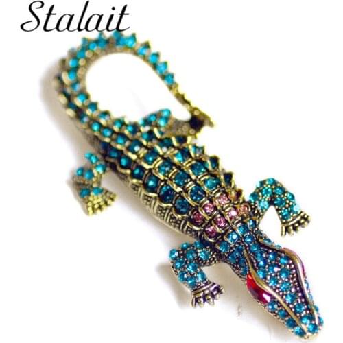 Retro Crocodile Brooches Men Suit Animal Brooch Decoration Accessories Trend Wild Collar Pin Anime Pin Luxury Brooch