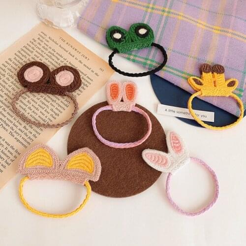 CX43 2PCS New Cute Cartoon Headwear Wool Elastic Hair Bands Ropes Girls Accessories Headdress