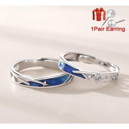 Newest Couple Rings Romantic Meteor Shower Female Resizable Opening Rings for Lovers Jewelry Matching Rings Gift