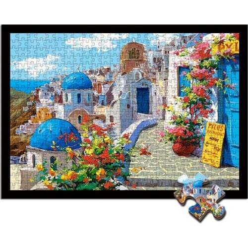 Santorini scenery wooden jigsaw puzzle Thera SaintIrene custom puzzles 1000 pieces Living room decoration painting wood toys