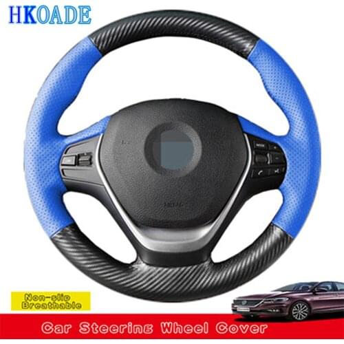 DIY Black Carbon Fiber Leather Car Steering Wheel Cover For BMW 1 Series 2 series 3 Series GT M Sport 5 Series 4 series X1 X5