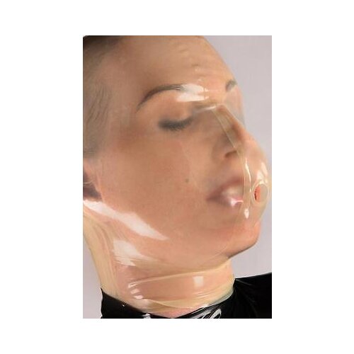 Sexy Handmade Women Men Unisex Exotic Transparent Latex Headgear Inflatable Full Breath Hole Hoods Mask Rubber Headgear