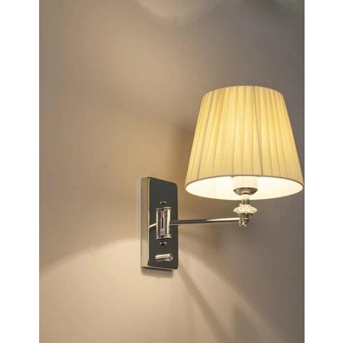 Modern Sconce Wall Lights Luminaria Bedside Reading Lamp Swing Arm Wall Lamp E27 Crystal Wall Sconce Bathroom Lights ZM1112