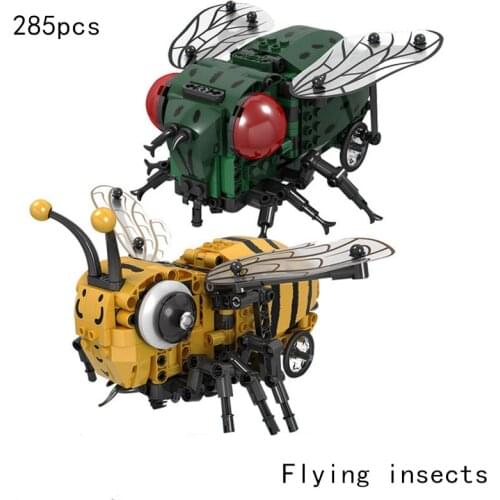 Stem High-tech Machine Motor Electronic Bee Fly Simulated Insect Constructor MOC Building Blocks Toys for Kids Children Gifts