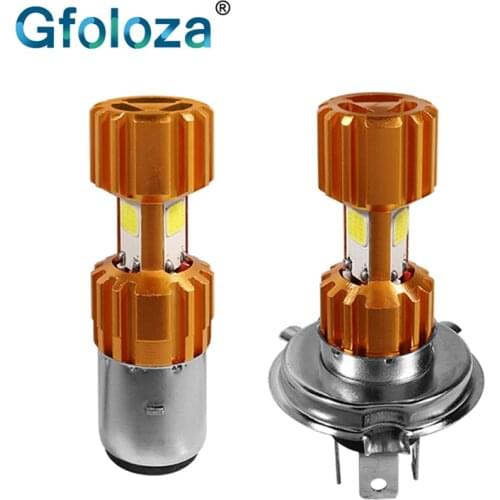 Gfoloza 1Pcs H4 H6 BA20D LED Motocycle Headlight Bulb 3COB LED Moto ATV Scooter Bike Headlamp 2000LM White 6000K 12V-80V
