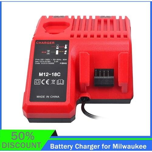 In Stock M12-18C Li-ion Battery Charger for Milwaukee 12 V 14.4V 18V C1418C 48-11-1815/1828/1840 M18 M14 M12 Lithium Battery