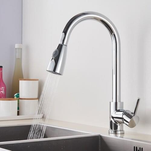 Vidric RU Shipment Chrome Nickel Pull Out Kitchen Faucet With 2-way Sprayer 360 Rotation Single Handle Mixer Tap Sink Crane
