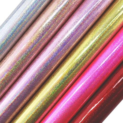 91cmx134cm Yard Iridescent Holographic power Faux Synthetic Artificial Leather Fabric For Bows Earring Decoration DIY BH406