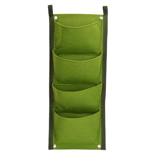Green Vertical Garden Planter Wall-Mounted Planting Flower Grow Bag 4 Pocket Vegetable Living Garden Home Supplies 70*30cm