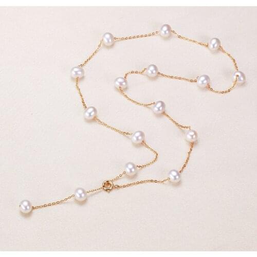 NEW ARRIVAL Wholesale Real Freshwater Cultured Natural 7-8MM Pearl Necklace Nice Party Gift for Women 50cm 19 Inch Long