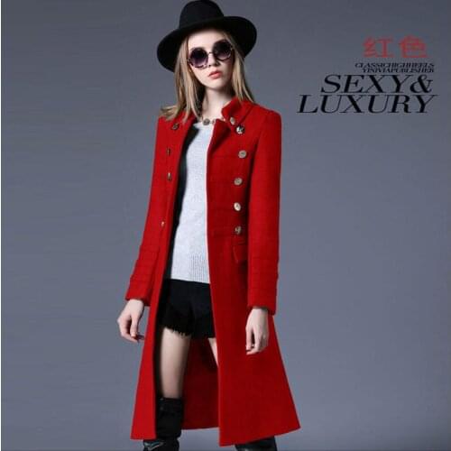 Woolen Womens Jacket New 2021 Women Woolen Coat Spring And Autumn Long Slim Thickening Warm Pakras Female Jackets Black Red
