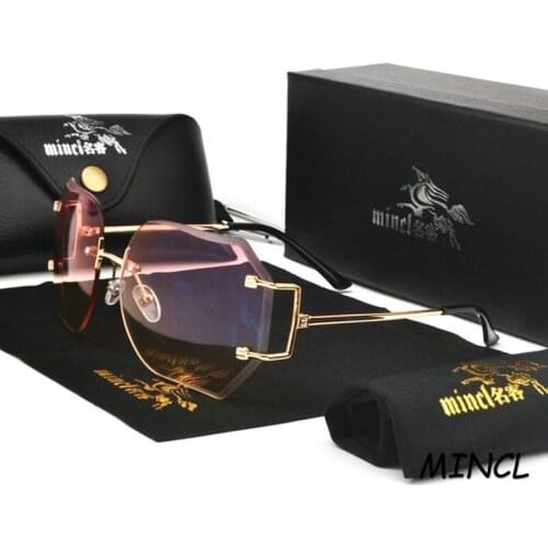 2019 Rimless Gradient Sunglasses Women Luxury Brand Designer Oversized Round Sun Glasses Ladies Gradient Shades Clear Eyewear F