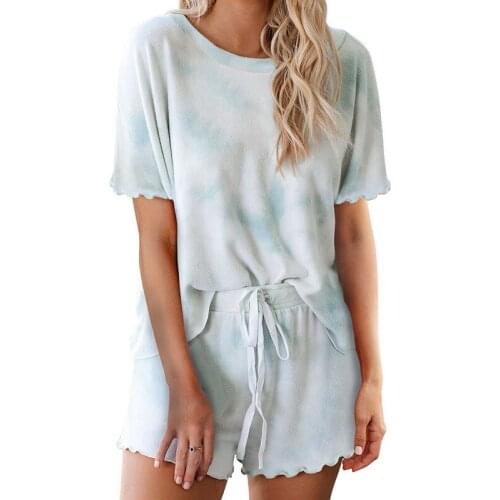 Women Set Summer Tie Dye Short Sleeve Top Shirt Loose And Biker Shorts Casual Two Piece Set Streetwear Outfits Tracksuits