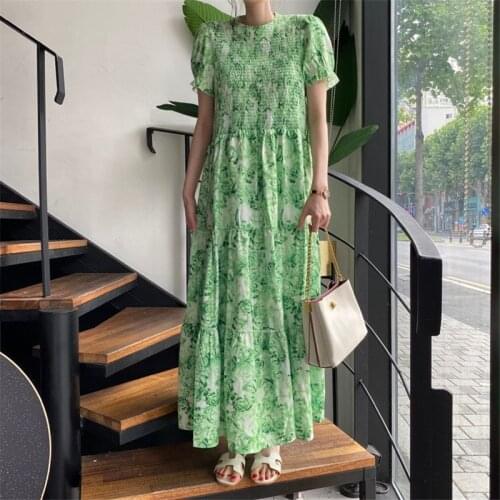 2021 spring and summer printed elastic slim dress women