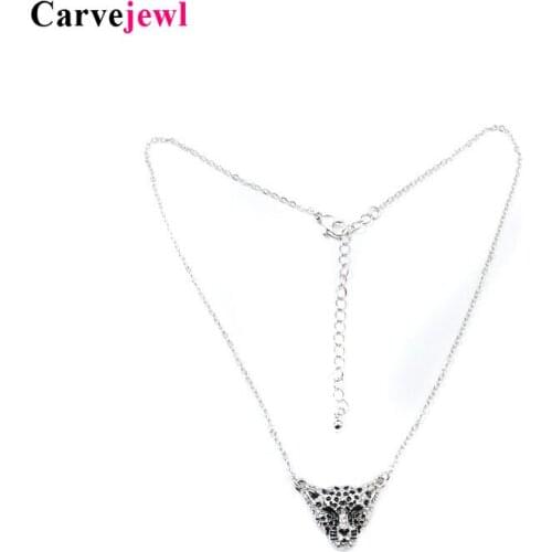 Carvejewl short necklace simple chain hand painted enamel glaze leopard head pendant Korean necklace for women jewelry wholesale