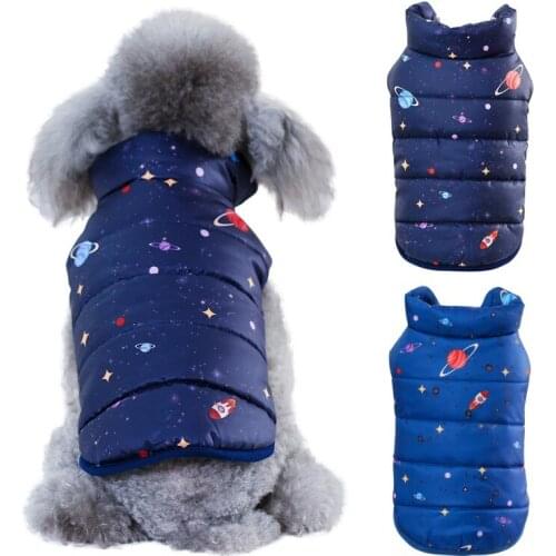 Winter Dog Clothes Dogs Thick Jacket Coat Warm Pet Printed Vest Pet Clothing Waterproof Down Outfit For Small Middle Large Dogs