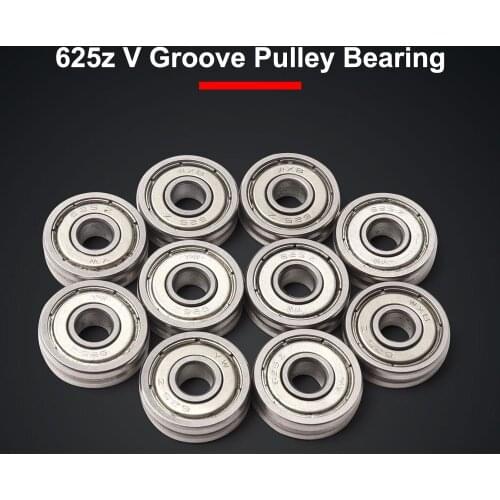 10Pcs/lot 5*16*5mm 625ZZ Miniature Ball Bearing V Groove Double Shielded Pulley Bearing High Carbon Steel Rail Track Bearings