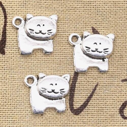 15pcs Charms Cat 16x15mm Antique Tibetan Silver Color Pendant Findings Accessories DIY Vintage Choker Handmade Jewelry
