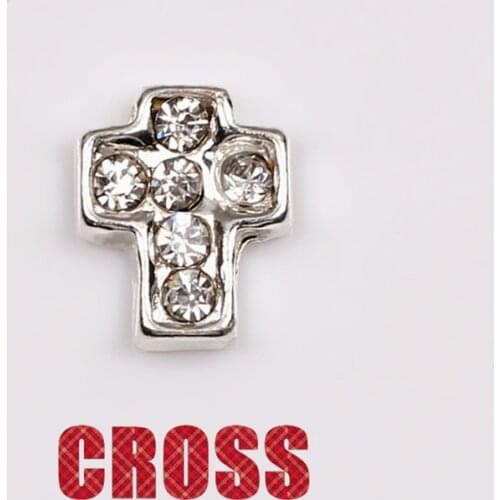 20Pcs/lot Silver Color Cross Floating Charms Hand-made DIY for Glass Lockets