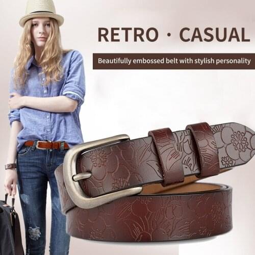 2021 Fashion New Belts Women Leather Belt womens Floral carved Belts Ceinture Femme belt female