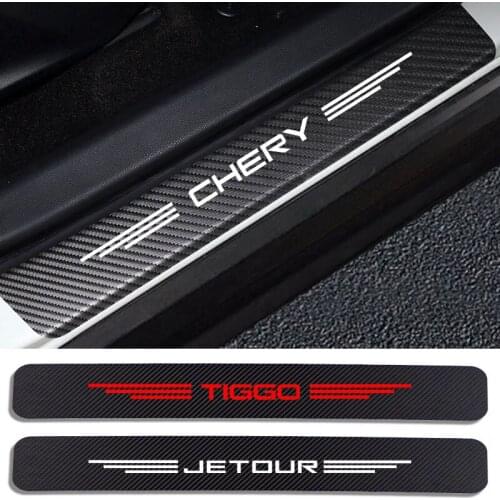 4PCS Carbon Fiber Car Sill Sticker For Chery Jetour Qoros 3 Tiggo A3 A3 Amulet Arrizo E5 Fora car Accessories Carbon Fiber Decal