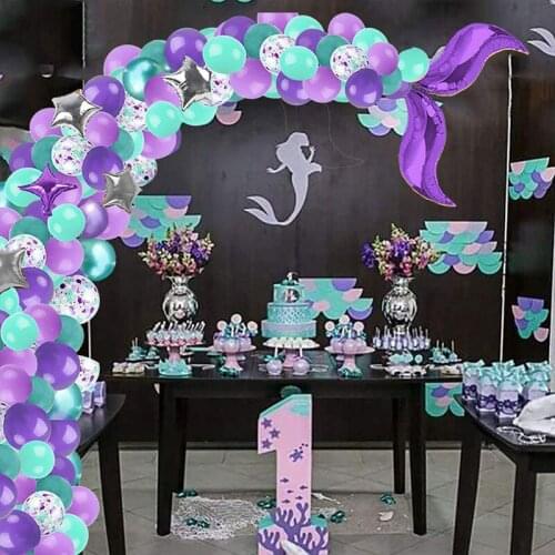 42Pcs Mermaid Balloon Arch Set Mermaid Tail Balloon Little Mermaid Party Decorations Supplies Wedding Girl Birthday Party Decor
