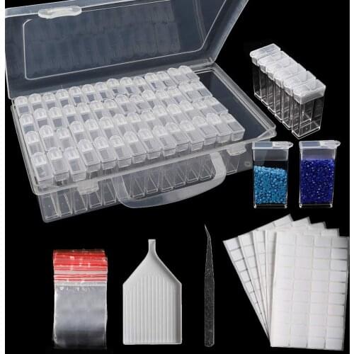 64pcs Plastic Diamond Painting Accessories with tray Container Storage Box Diamant Painting embroidery pattern cross stitch kits