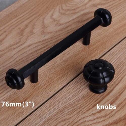 76mm modern simple black furniture handles black drawer cabinet knob pull 3" antique black dresser door handle retro solid knob