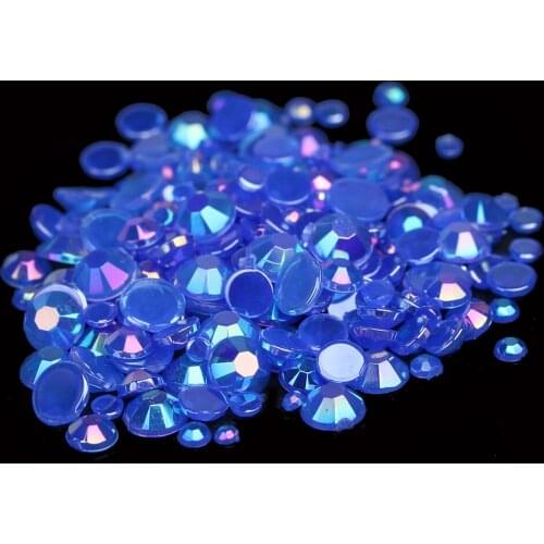Many Sizes Acrylic Rhinestones Jelly Blue Color Shoes Clothing Decorations Sparkling Newest Nail Art Decorations