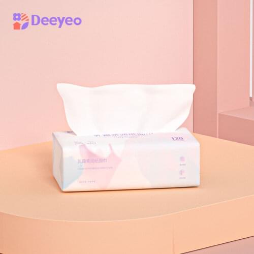 Deeyeo Baby Soft Tissue Disposable 3 Ply Virgin Wood Pulp Leaf Embossing Hand Mouth Paper for Children Adult 155mm*180mm