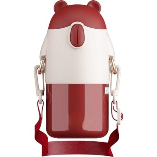 Kids kawaii bottle Insulation Cup with Straw Kindergarten Students Bounce Cover Straw Cup Stainless Steel thermos water bottle