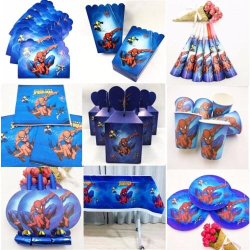Spiderman kids Birthday Party Decor Plate Cup Napkin Banner disposable party Tableware Set Baby Shower Party Supplies favor boy