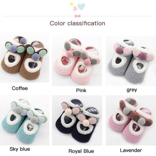 Baby Socks Thick Coral Velvet Cartoon Baby Floor Socks Non-slip Hole Childrens Socks Fashion Baby Cute Toddler Floor Socks