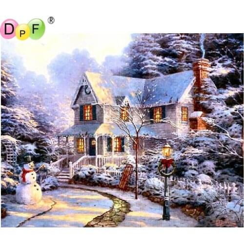 DPF DIY Snow house 5D crafts diamond mosaic kit square home decor wall painting diamond embroidery diamond painting cross stitch